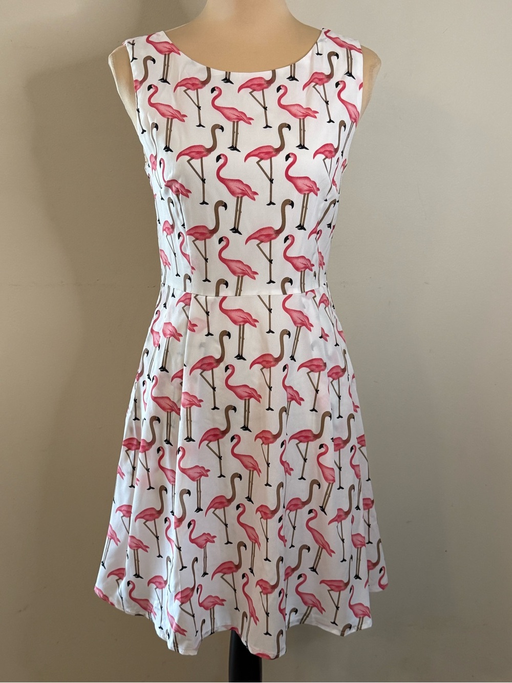 L.A Soul flamingo fit & flare sleeveless dress with pockets SZ SM